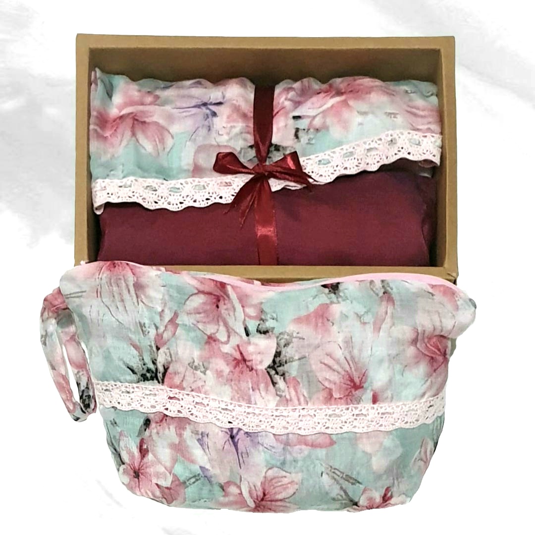 Mukena Flora Travella - Maroon Series
