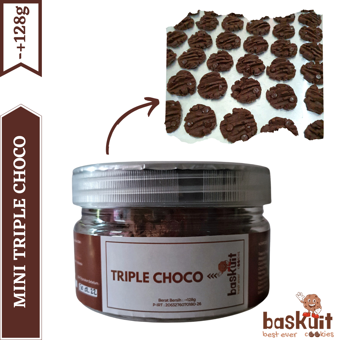 Triple Choco - BASKUIT (Best Ever Cookies) - Mini Series Kemasan Jar 128g
