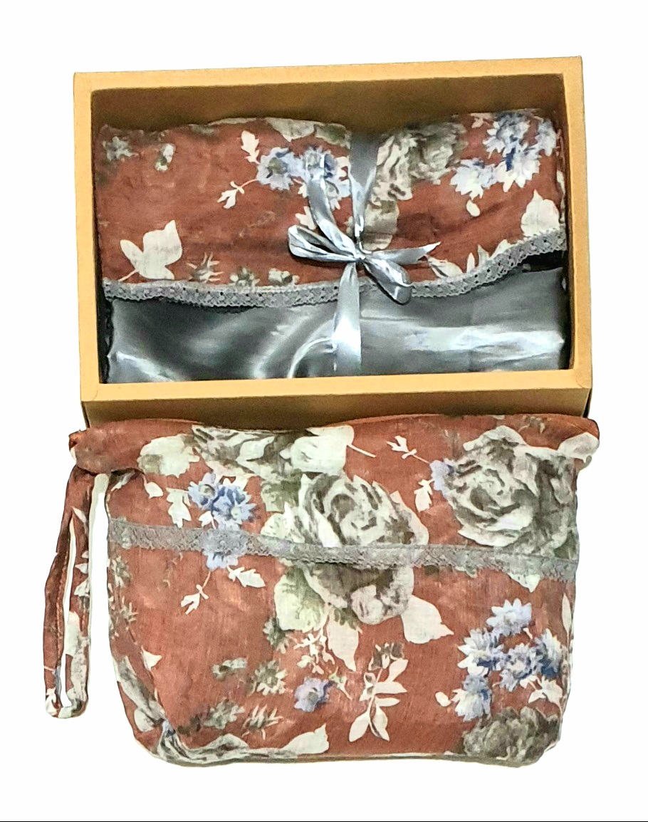 Mukena Flora Travella warna Brick - Silver