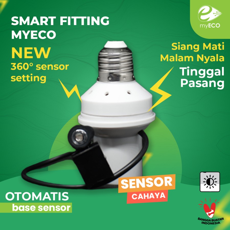 Fitting fiting piting lampu sensor cahaya otomatis teras e27 ORI myeco