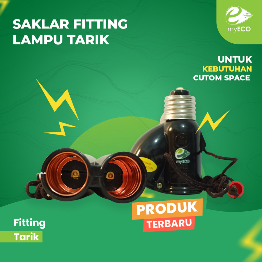 Fitting Socket Gantung Tali Tarik Cabang 2 Bohlam Lampu E27 Saklar