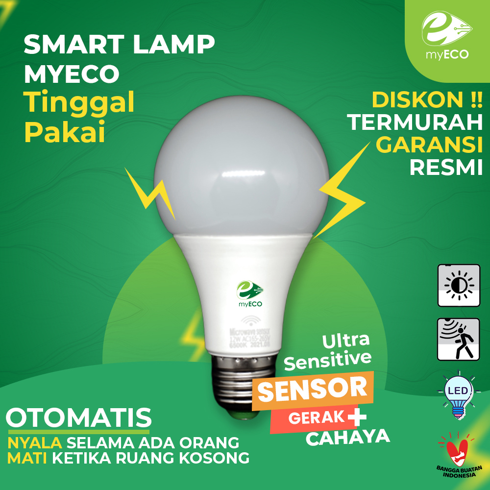 Lampu Bohlam LED kamar mandi Sensor Gerak Cahaya Otomatis Hemat ORI myECO