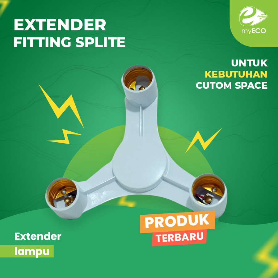 Extender Adaptor Socket Fitting Splitter Bohlam Lampu E27 3 In 1 Lamp