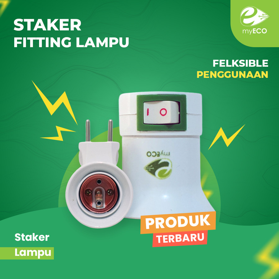 Fitting Staker Saklar Colokan Tempat Bohlam Lampu LED Tidur/Malam E27